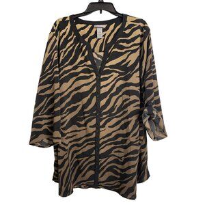Catherines‎ Animal Print Button Up V Neck Blouse Size 3X